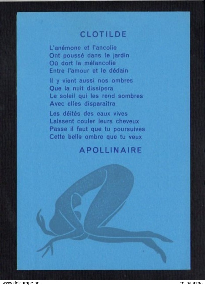 Philosophie / Pensée / Poésie  / " Clotilde ... " De Apollinaire / Linogravure De Didier-Michel Bidard ( 100 Exp.) - Philosophy