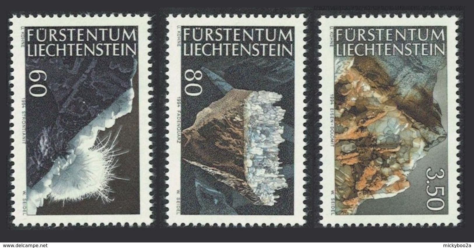LIECHTENSTEIN 1989 MINERALS ROCKS GEMS SET MNH - Unused Stamps