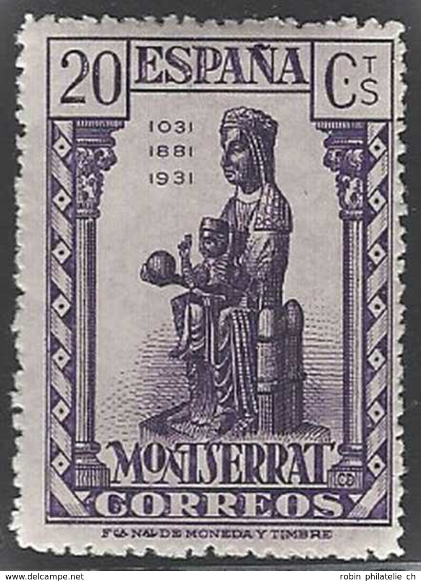 Espagne Postes  N° 478 20c Vierge Noire Violet Qualité: * Cote: 140 € - Neufs