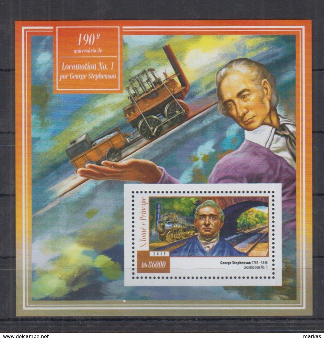 T92. S.Tome E Principe MNH - 2015 - Famous People - George Stephenson - Bl - Autres & Non Classés