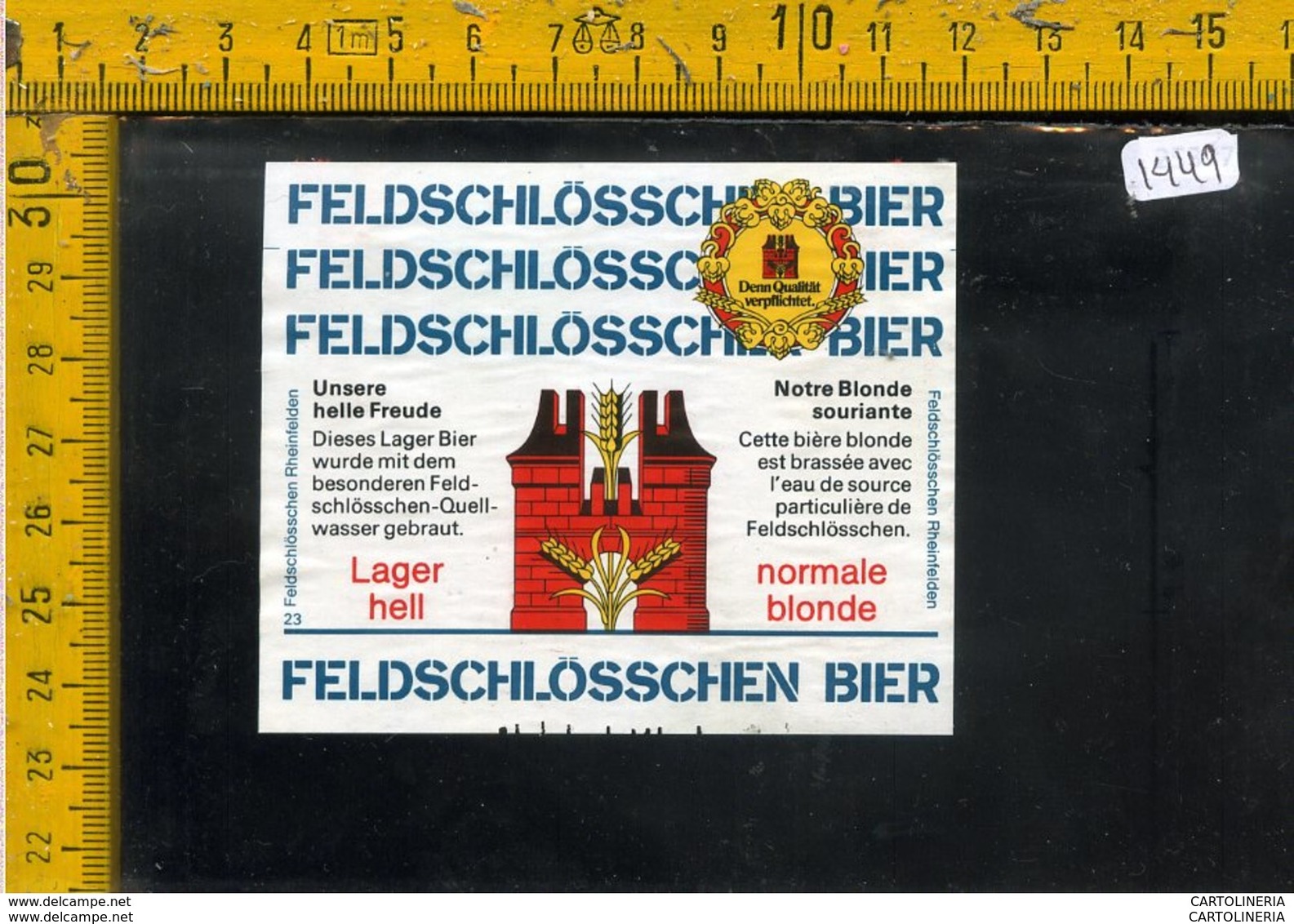 Etichetta Birra Feldschlosschen - Birra