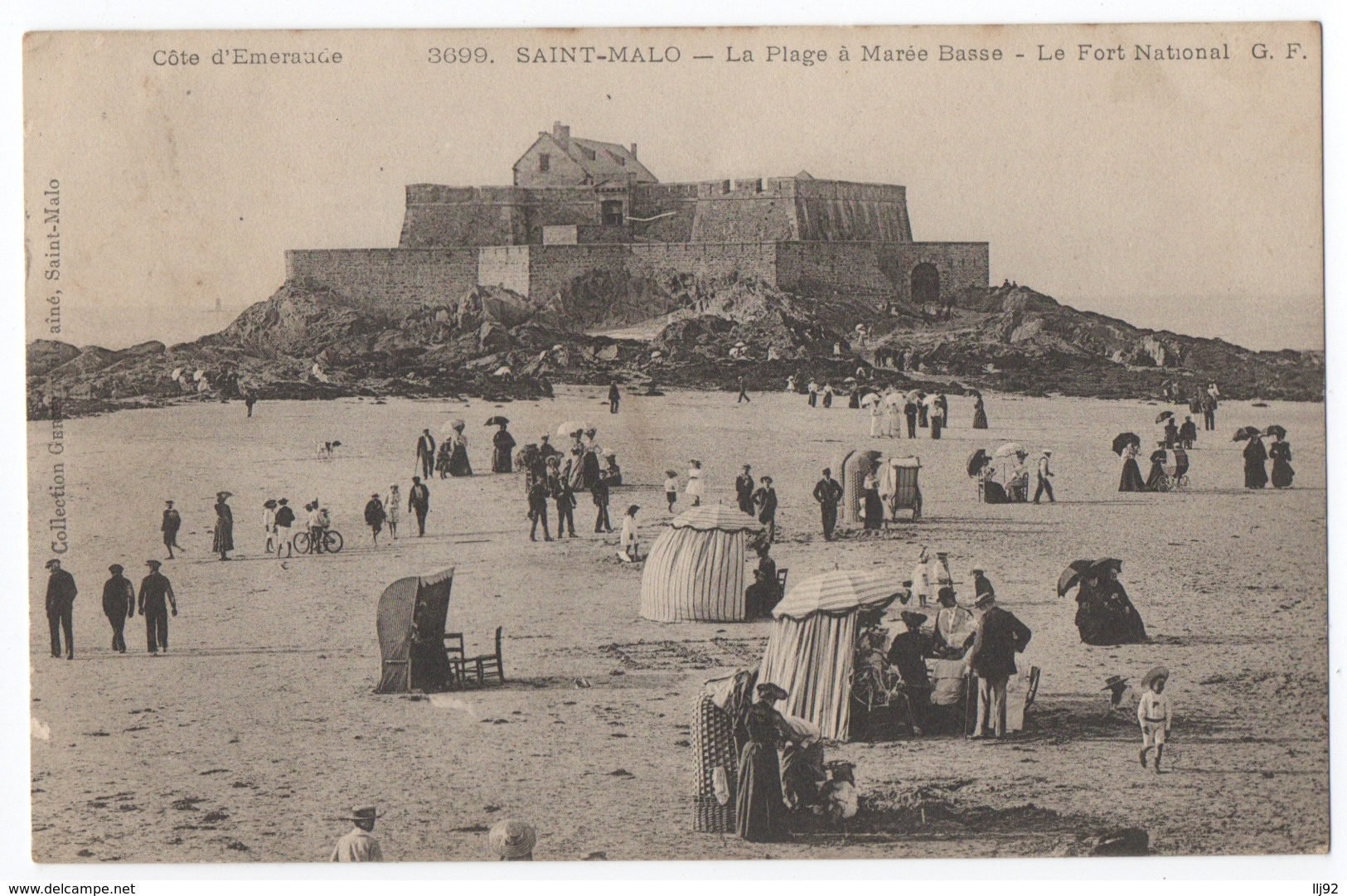 CPA 35 - SAINT MALO (Ille Et Vilaine) - 3699. La Plage à Marée Basse. Le Fort National. G. F. - Saint Malo