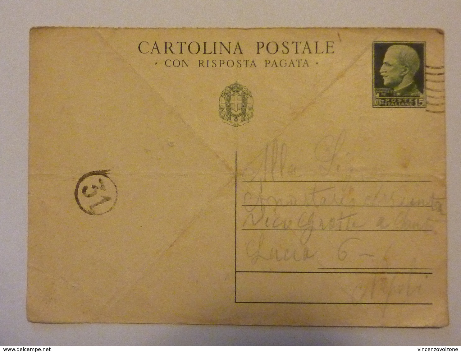 Cartolina Postale Viaggiata  "Con Risposta Pagata" Timbro Censura Anni '30 - Storia Postale