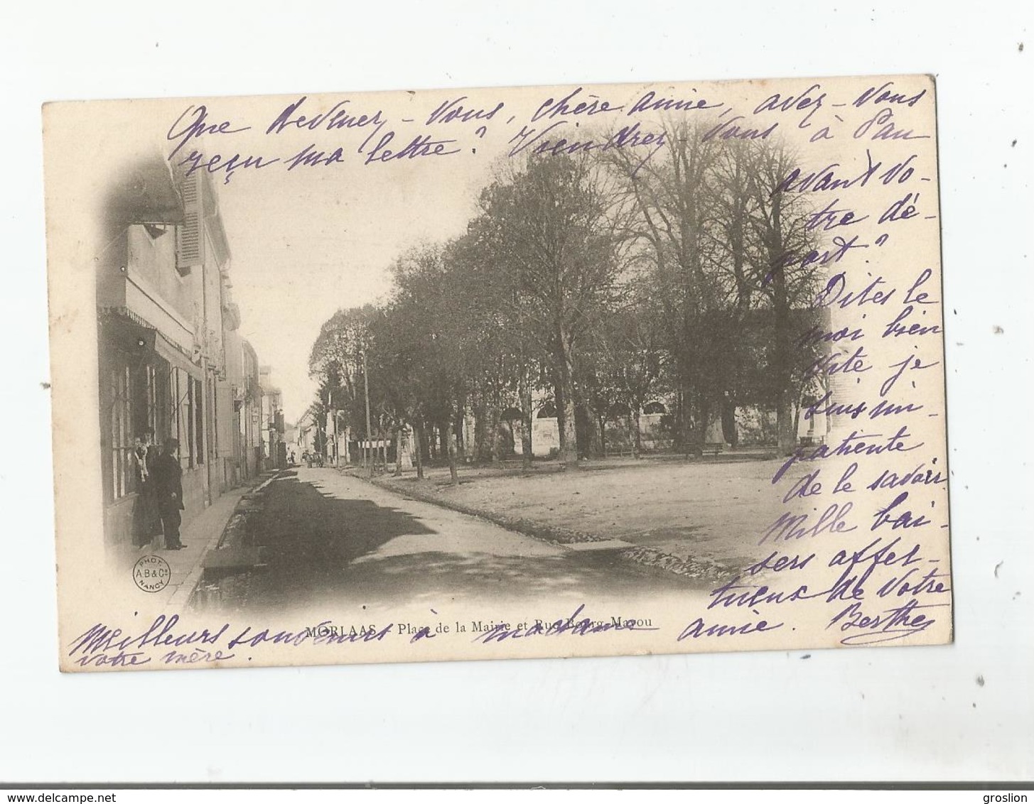 MORLAAS PLACE DE LA MAIRIE ET RUE BOURG MAYOU 1911 - Morlaas