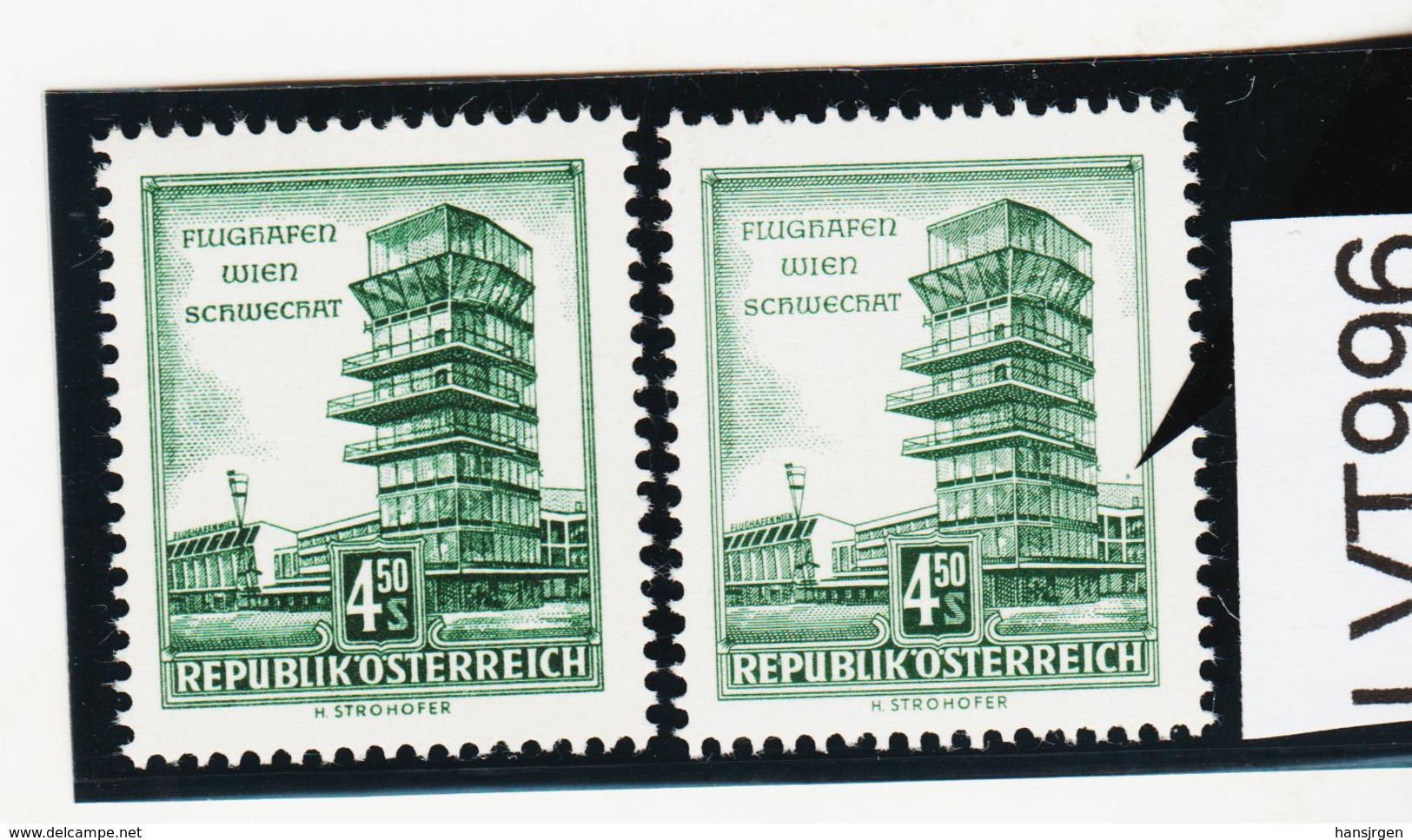 LVT996 ÖSTERREICH 1960 Michl 1052 PLATTENFEHLER  FARBFLECK Mit VERGLEICHSTÜCK ** Postfrisch - Abarten & Kuriositäten