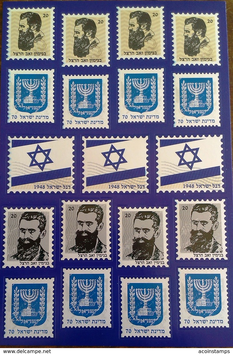 ISRAEL Labels (no Stamps),HERZL, COAT OF ARMS MENORAH, FLAG ,judaica - Other & Unclassified