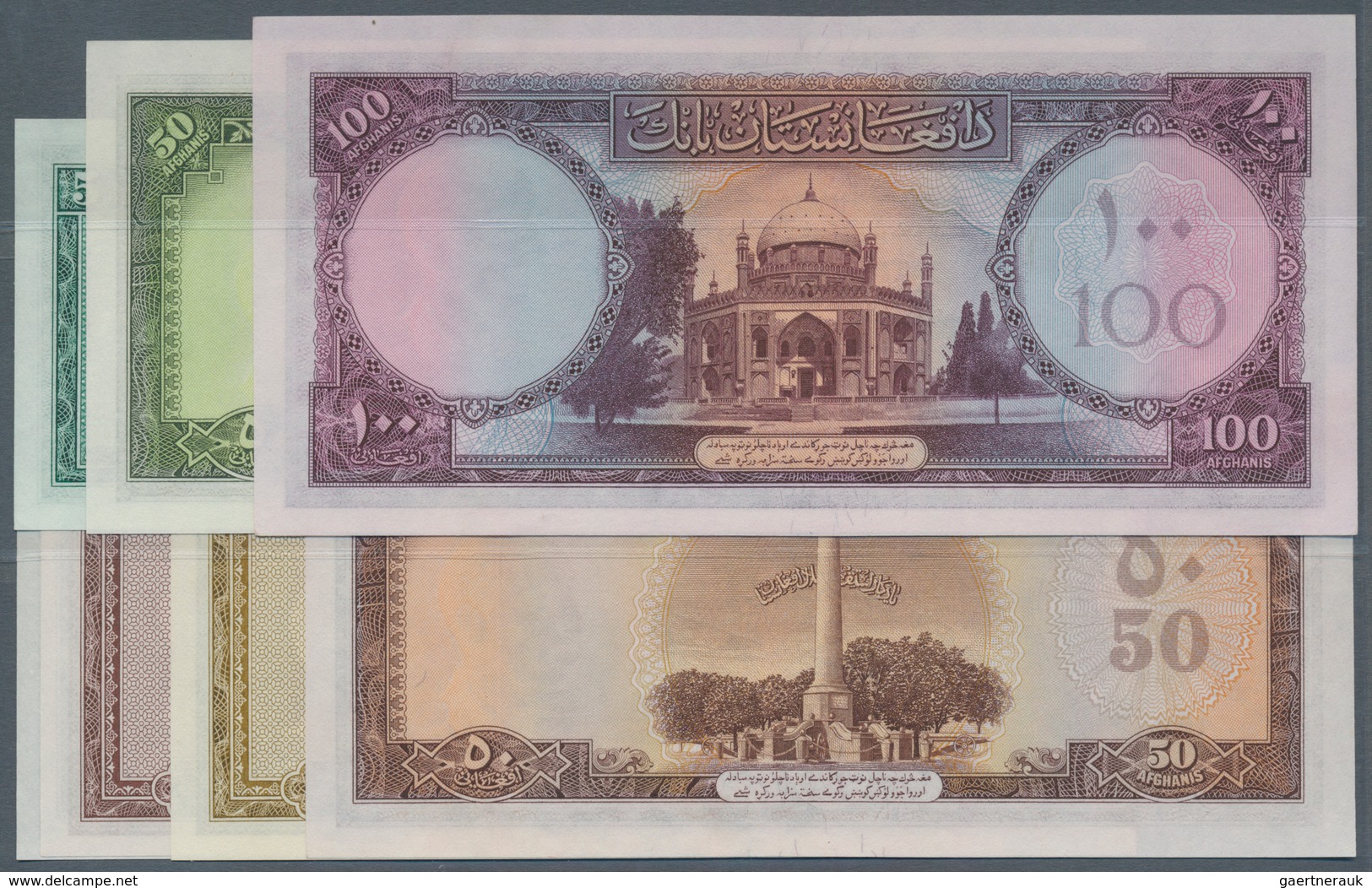 Afghanistan: Interesting Lot Of 7 Banknotes Containing 2 To 100 Afghanis ND P.28,29,30,30A,32,33,34, - Afghanistán