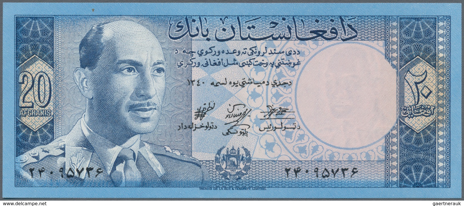 Afghanistan: set of 18 banknotes containing the following Pick numbers: 8, 22, 28, 37, 38, 49, 50, 5