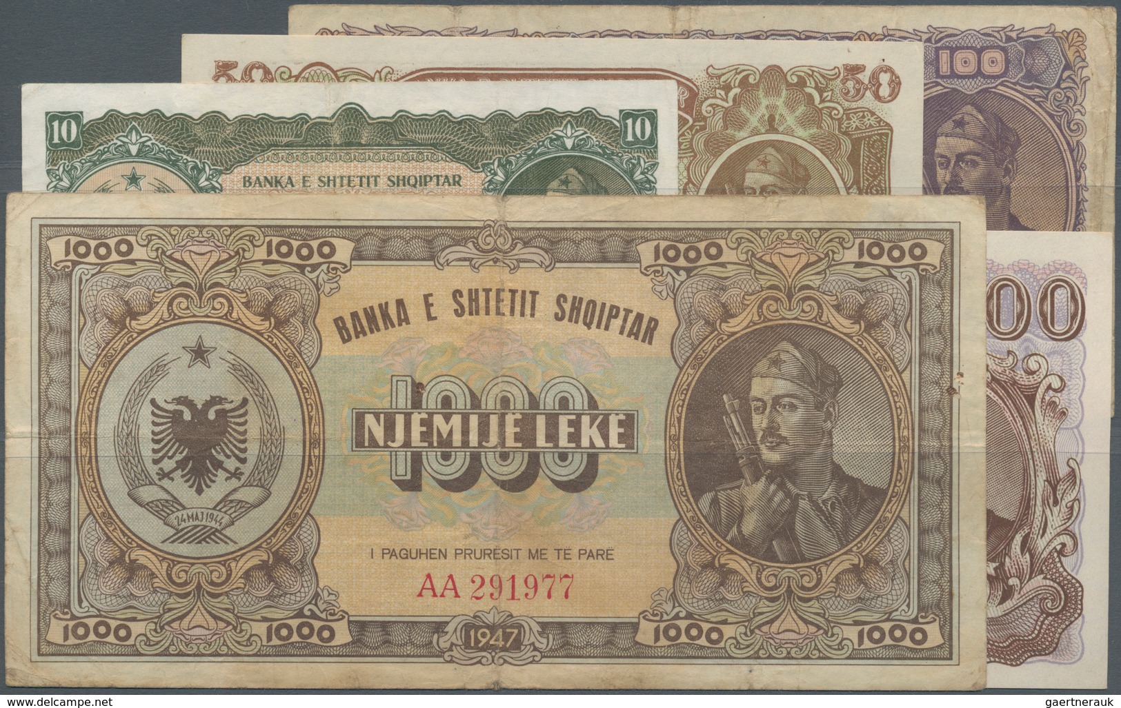 Albania / Albanien: Banka E Shtetit Shqiptar Set With 5 Banknotes 1947 Series With 10, 50, 100, 500 - Albania