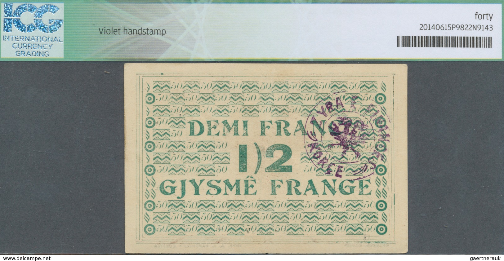 Albania / Albanien: 1/2 Franc 01.03.1917 P. S141, Printer AA Vangheli, S/N #A01624 With Center Fold, - Albanien