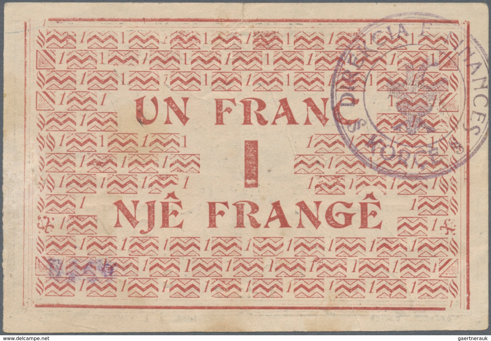 Albania / Albanien: 1 Frang 10.10.1917 P. S146, Used With One Vertical Fold And Light Handling / Din - Albanien