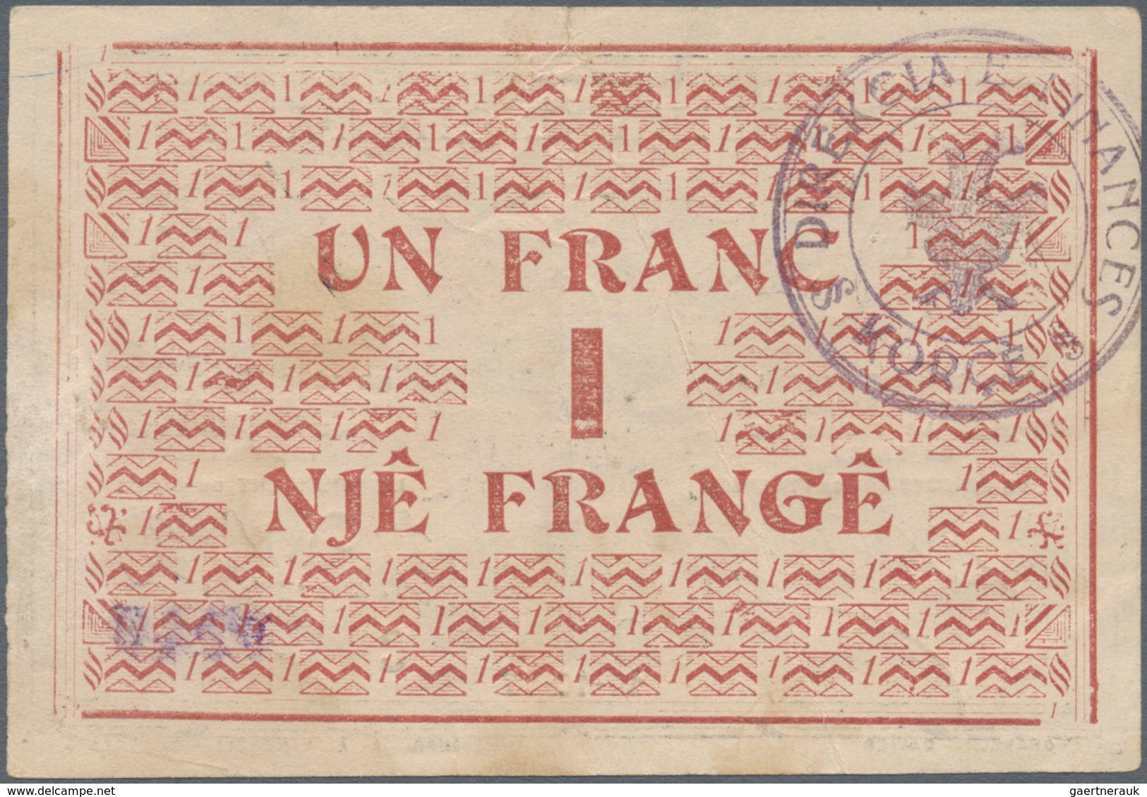 Albania / Albanien: 1 Frang 10.10.1917 P. S146, Used With One Vertical Fold And Light Handling / Din - Albania