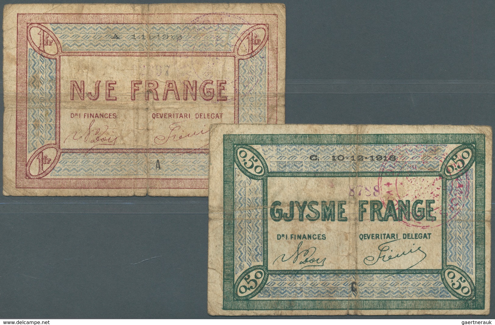 Albania / Albanien: Set Of 2 Notes 0.50 & 1 Frange ND P. S148, S151, Both Stronger Used With Folds A - Albanië