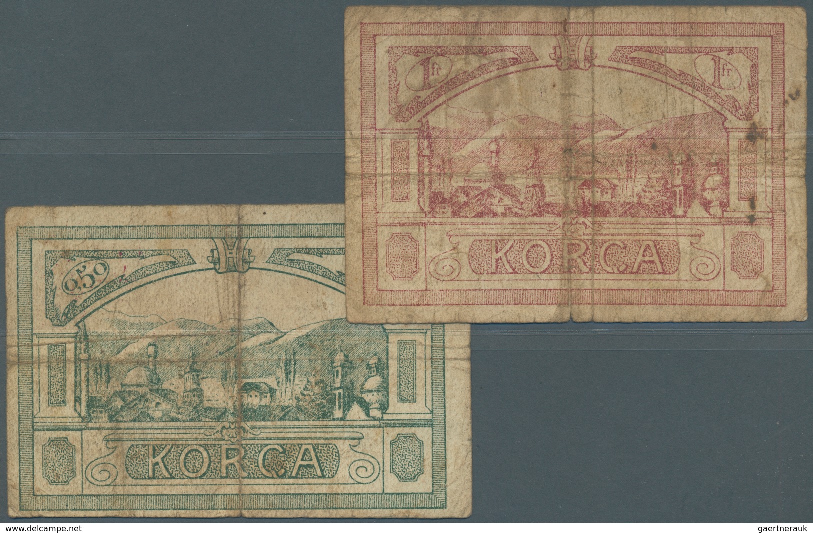 Albania / Albanien: Set Of 2 Notes 0.50 & 1 Frange ND P. S148, S151, Both Stronger Used With Folds A - Albanië