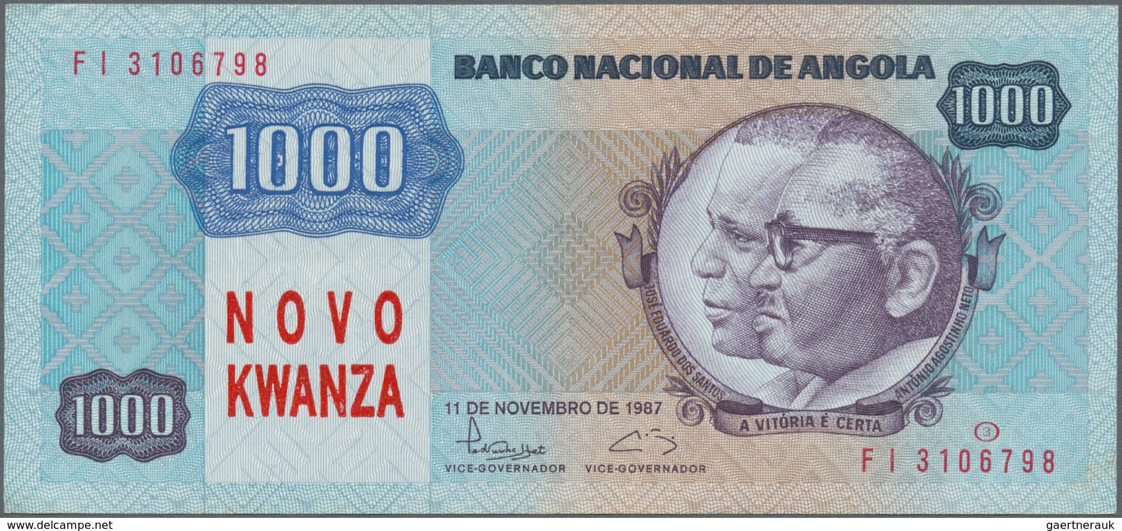 Angola: Set Of 2 Notes Containing 500 & 1000 Novo Kwanza 1991 P. 123, 124, The First In Condition UN - Angola