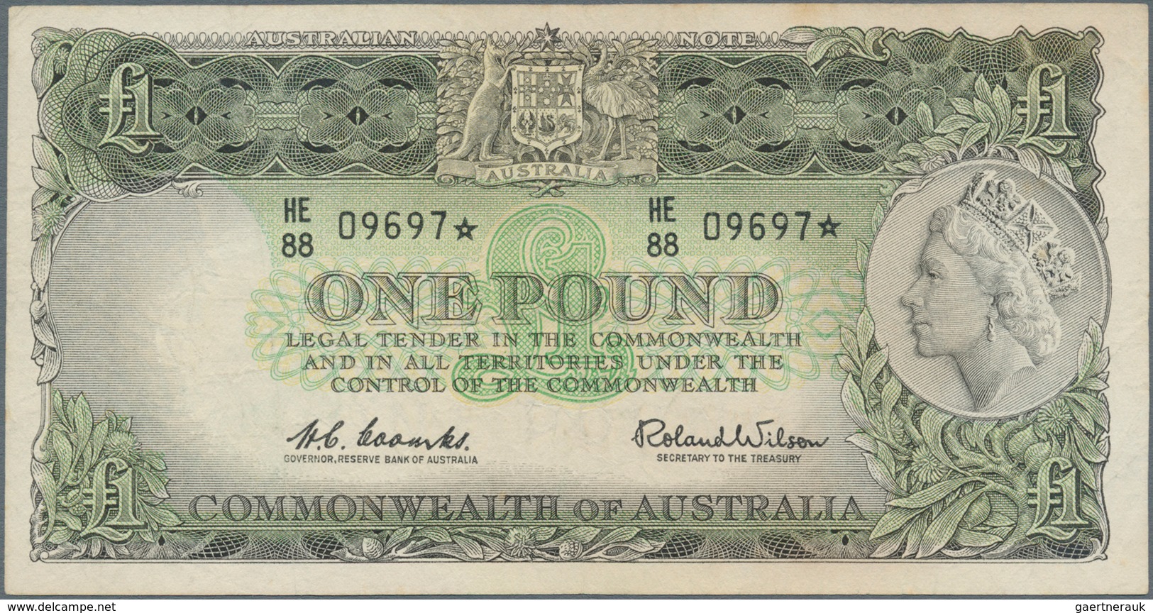 Australia / Australien: 1 Pound ND(1953-60) QEII P. 34r Replacement / Star Note, Used With Folds And - Other & Unclassified