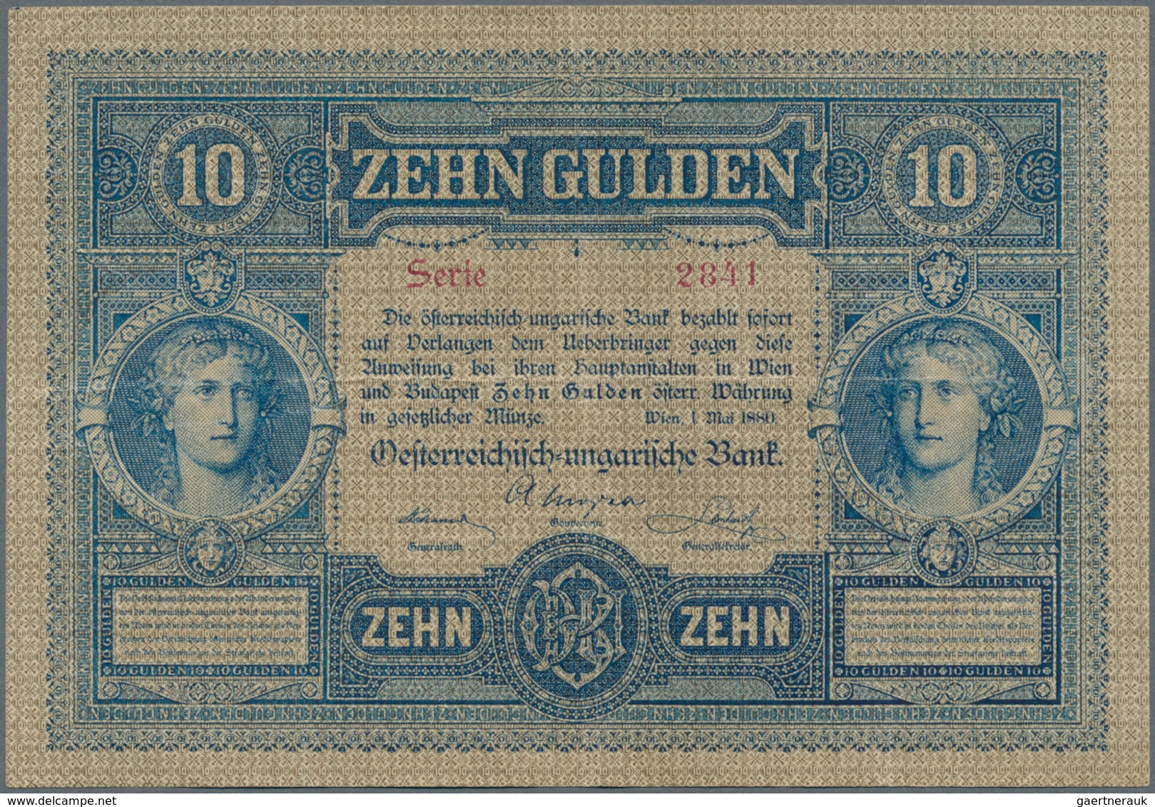 Austria / Österreich: 10 Gulden 1880 P. 1, S/N 023887, Rare Note In Nice Condition With Some Vertica - Austria