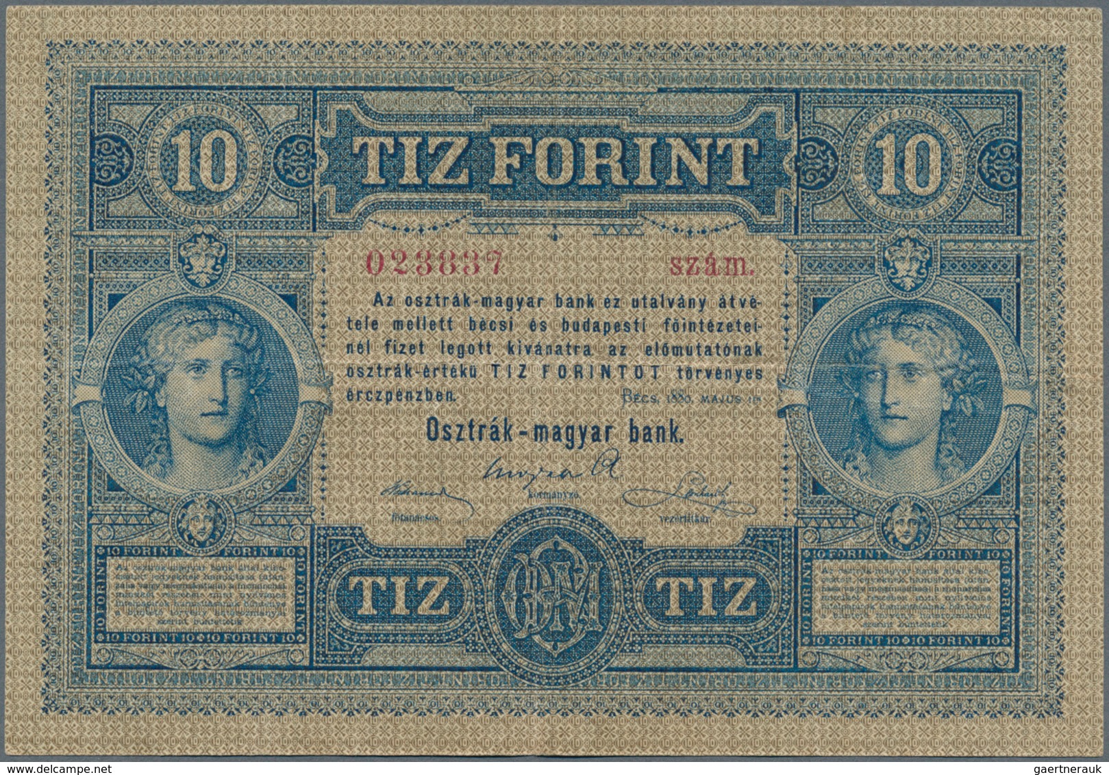 Austria / Österreich: 10 Gulden 1880 P. 1, S/N 023887, Rare Note In Nice Condition With Some Vertica - Oostenrijk