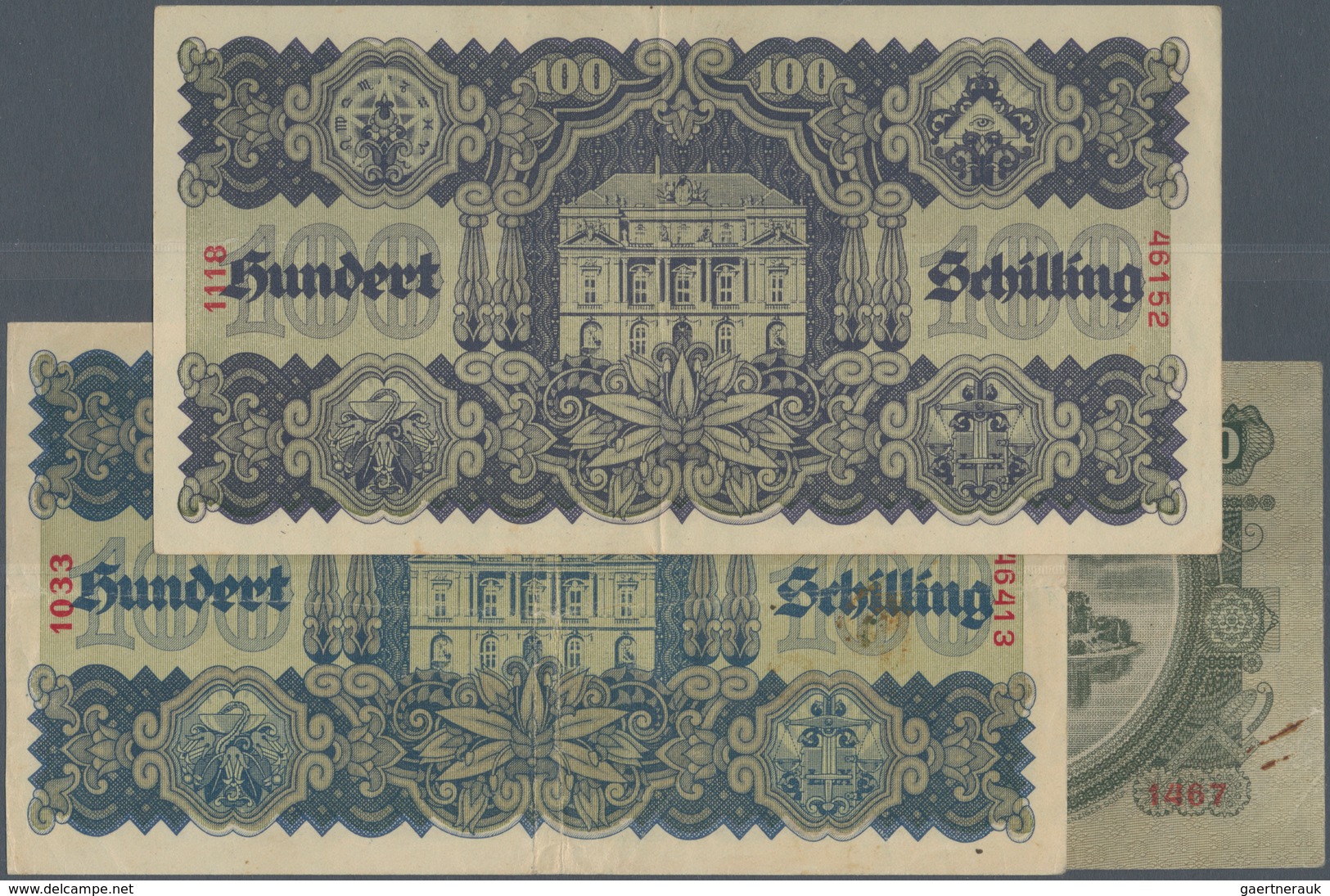 Austria / Österreich: Set Of 3 Notes Containing 2x 100 Schilling 1945 P. 117 With Lightly Different - Oesterreich