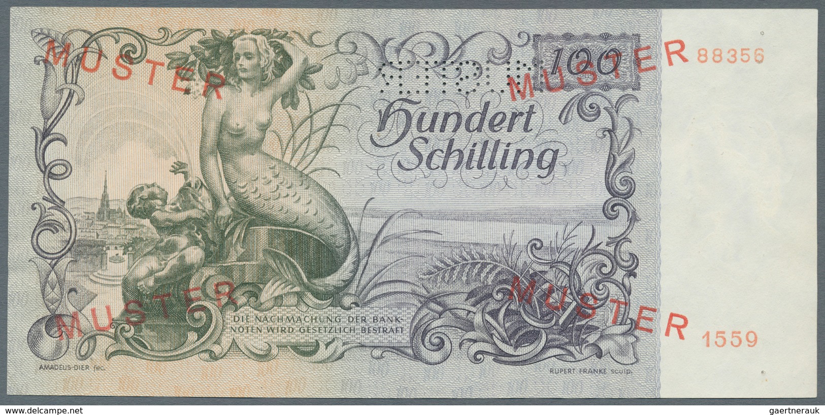 Austria / Österreich: 100 Schilling 1949 Specimen 2. Auflage P. 132s, With Specimen Perforation And - Austria