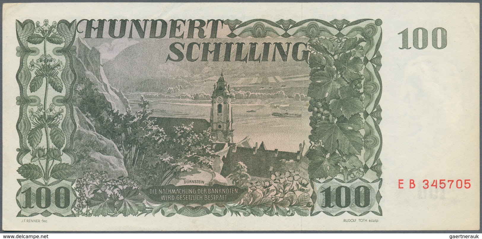 Austria / Österreich: Set Of 2 Notes Containing 100 Schilling 1954 P. 133, Light Handling In Paper, - Austria