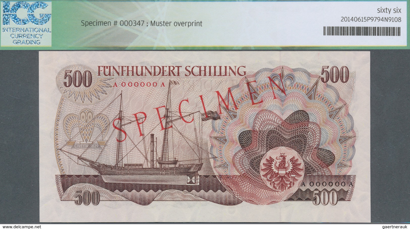 Austria / Österreich: 500 Schilling 1965 SPECIMEN P. 139s, With MUSTER Overprint On Both Sides, Zero - Oostenrijk