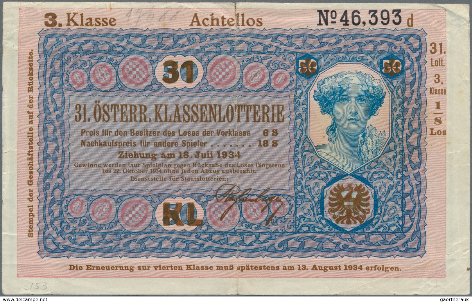 Austria / Österreich: Donaustaat Set With 3 Notes With Lottery Overprint On 50 Schilling 1923 P. S15 - Oostenrijk