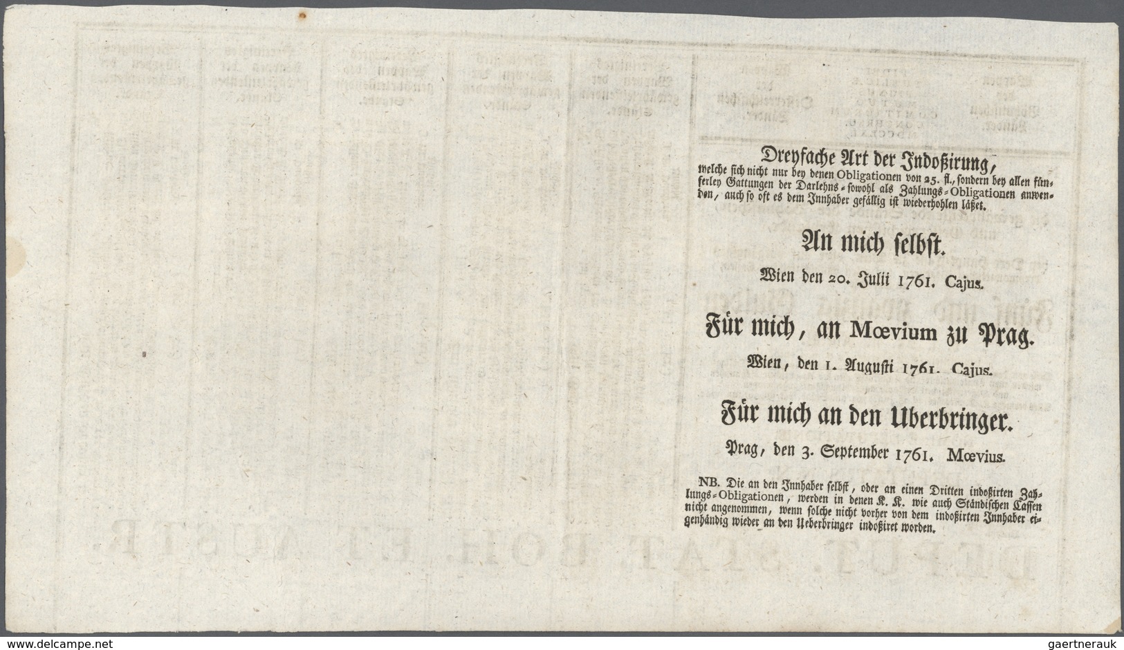 Austria / Österreich: 25 Gulden 1761 Obligation Vienna, PR W4a), Complete Sheet In Condition: UNC. - Oesterreich