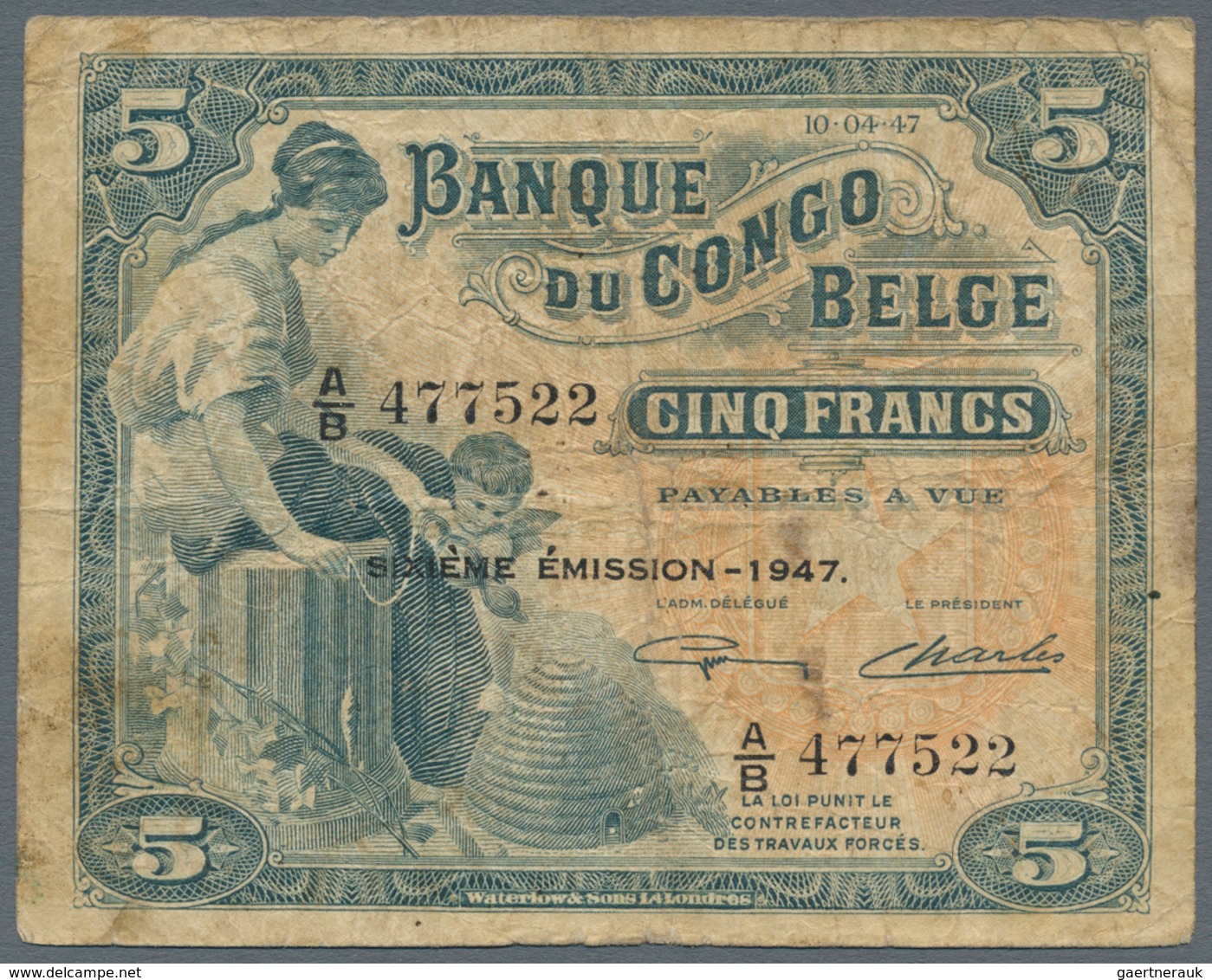 Belgian Congo / Belgisch Kongo: Very Nice Set With With 7 Banknotes Comprising 5 Francs 1947, 10 Fra - Ohne Zuordnung