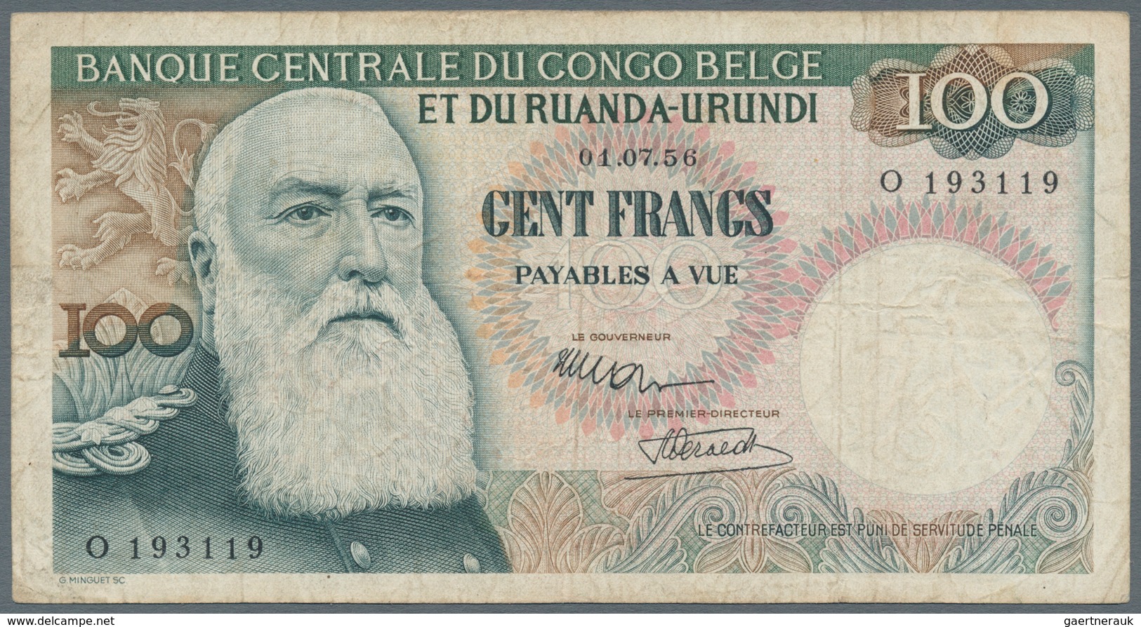 Belgian Congo / Belgisch Kongo: Very nice set with with 7 banknotes comprising 5 Francs 1947, 10 Fra