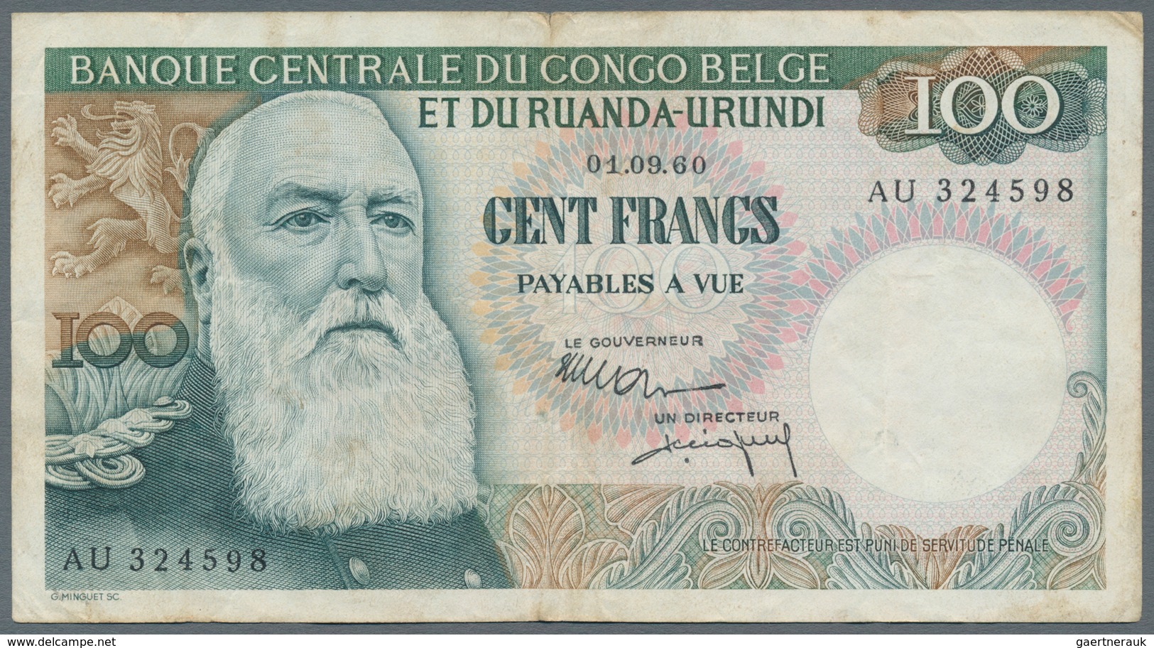 Belgian Congo / Belgisch Kongo: Very nice set with with 7 banknotes comprising 5 Francs 1947, 10 Fra