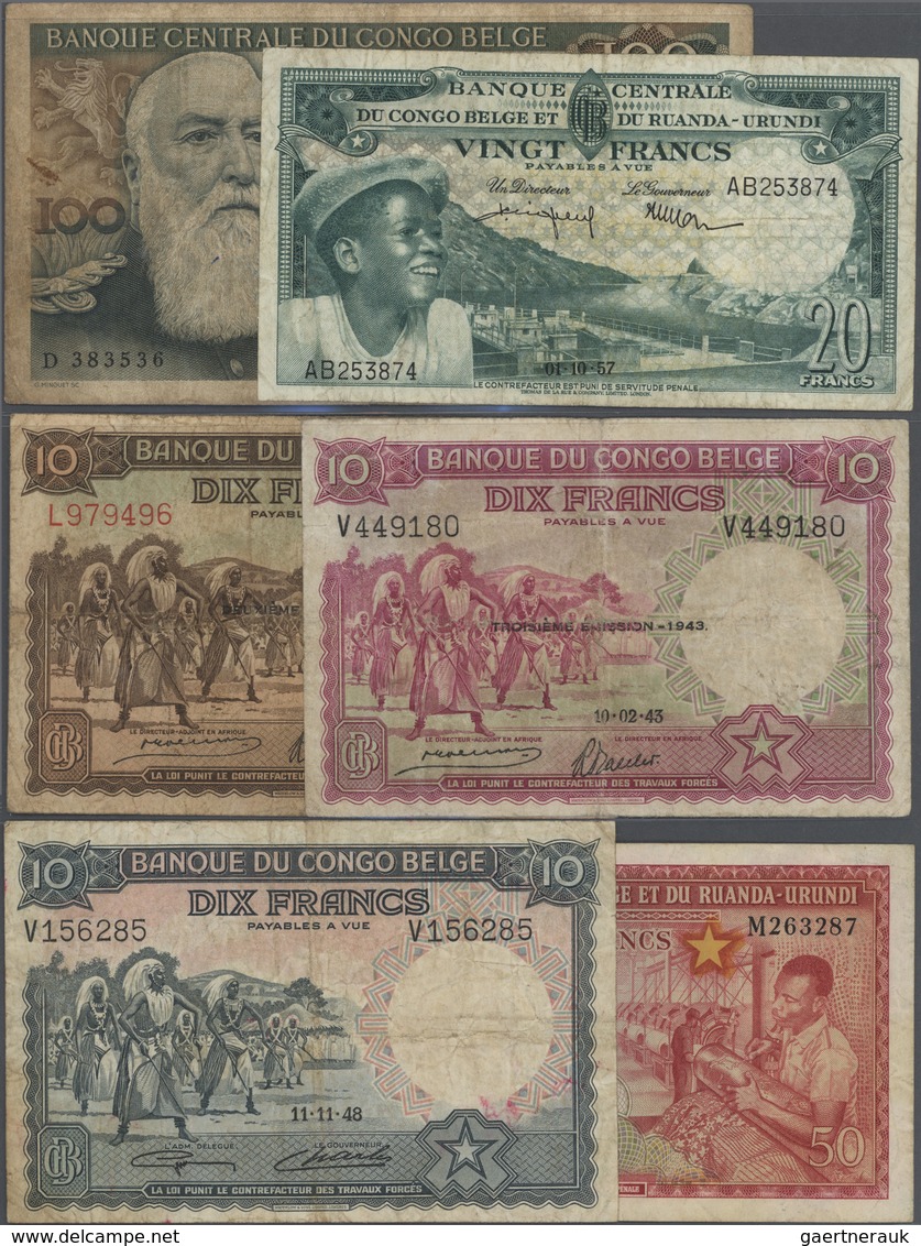 Belgian Congo / Belgisch Kongo: Set Of 13 Different Banknotes Containing 100 Francs 1955 P. 33 (F-), - Non Classés