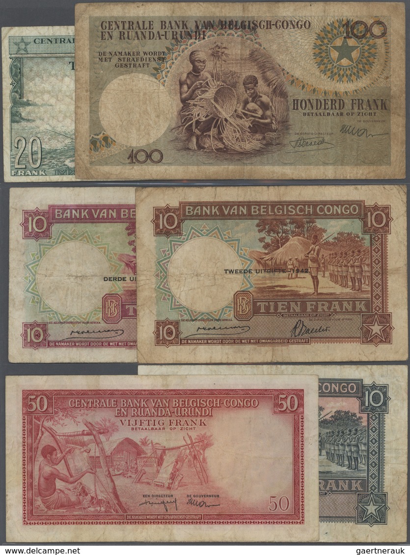 Belgian Congo / Belgisch Kongo: Set Of 13 Different Banknotes Containing 100 Francs 1955 P. 33 (F-), - Non Classés