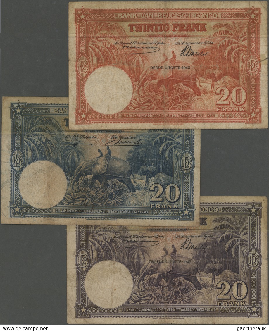 Belgian Congo / Belgisch Kongo: Set Of 13 Different Banknotes Containing 100 Francs 1955 P. 33 (F-), - Sin Clasificación