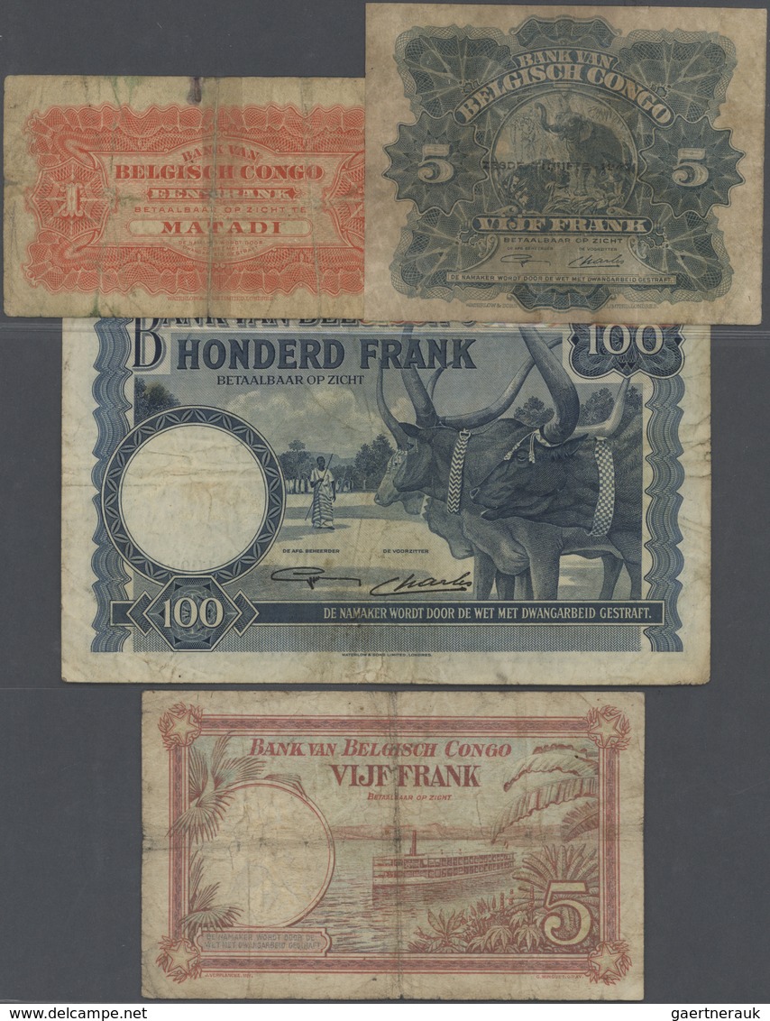 Belgian Congo / Belgisch Kongo: Set Of 13 Different Banknotes Containing 100 Francs 1955 P. 33 (F-), - Non Classés