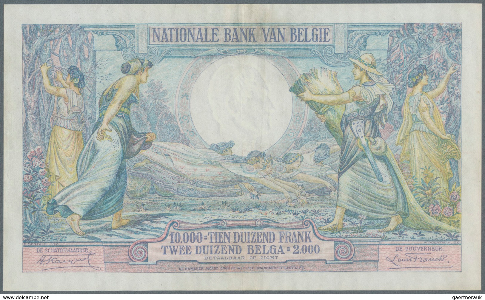 Belgium / Belgien: 10.000 Francs = 2000 Belgas 1929, P.105, Very Nice Item With Strong Paper And Bri - Otros & Sin Clasificación