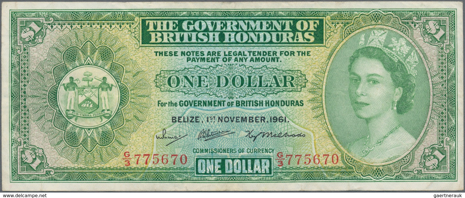 Belize: 1 Dollar 1961 P. 28b, With Several Light Folds In Condition: VF. - Belice