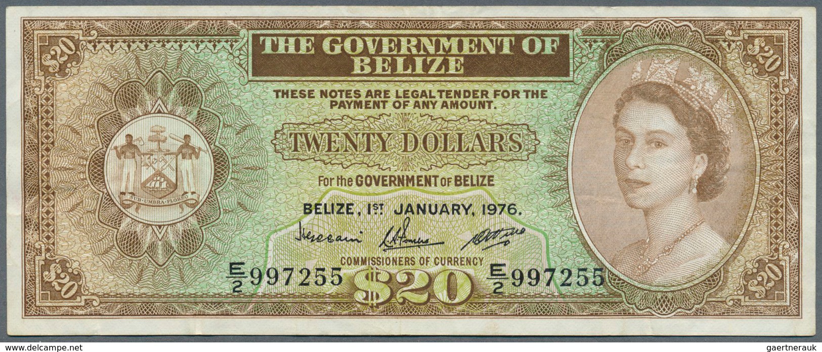 Belize: Belize: 20 Dollars 1976, P.37c With Several Folds And Minor Spots, Still Nice Original Shape - Belice