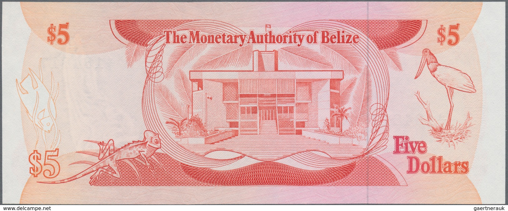 Belize: 5 Dollars 1980 P. 39 In Condition: UNC. - Belize