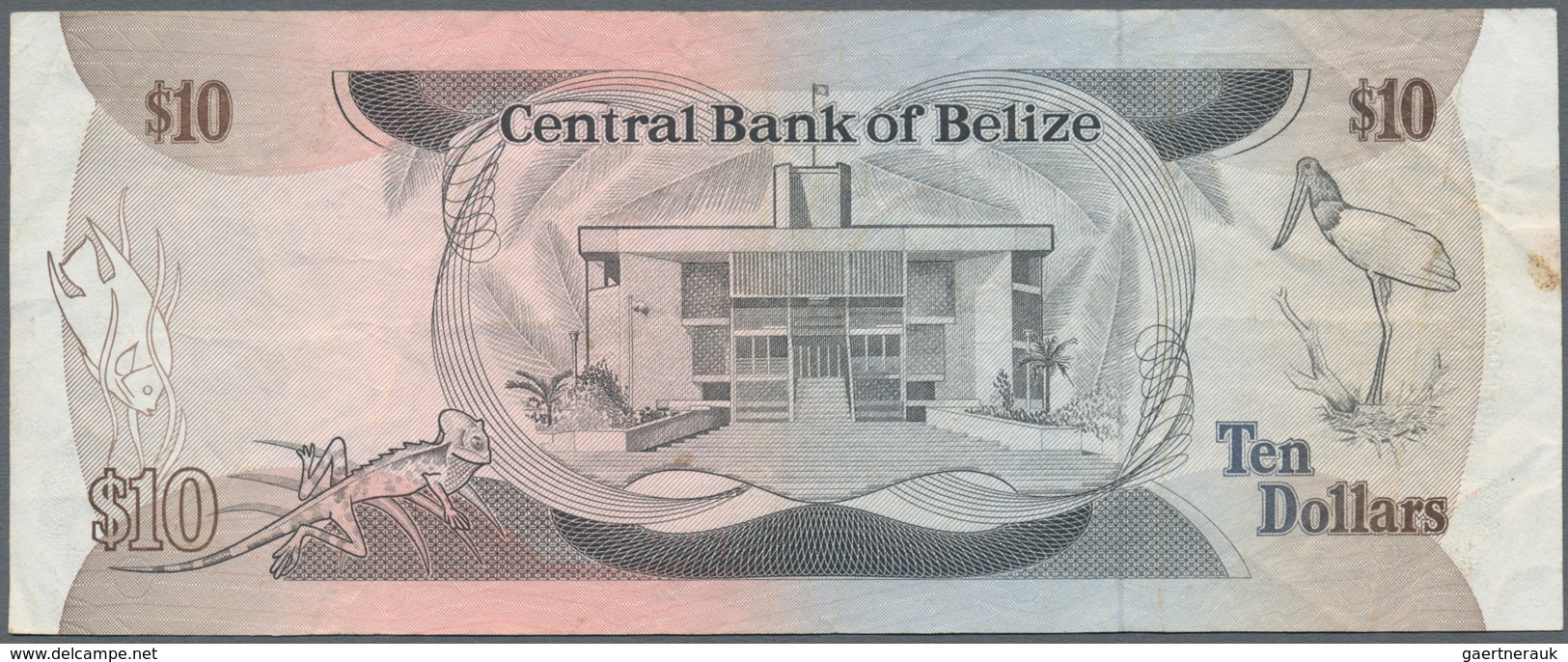 Belize: Set Of 4 Notes Containing 10 Dollars 1987, 20 Dollars 1980, 1 Dollar 1976 & 2 Dollars 1975, - Belize