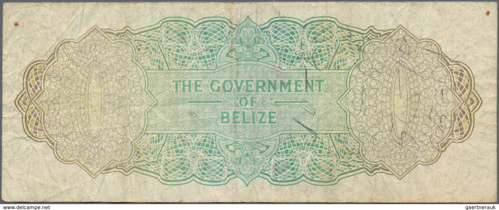 Belize: set of 4 notes containing 10 Dollars 1987, 20 Dollars 1980, 1 Dollar 1976 & 2 Dollars 1975,