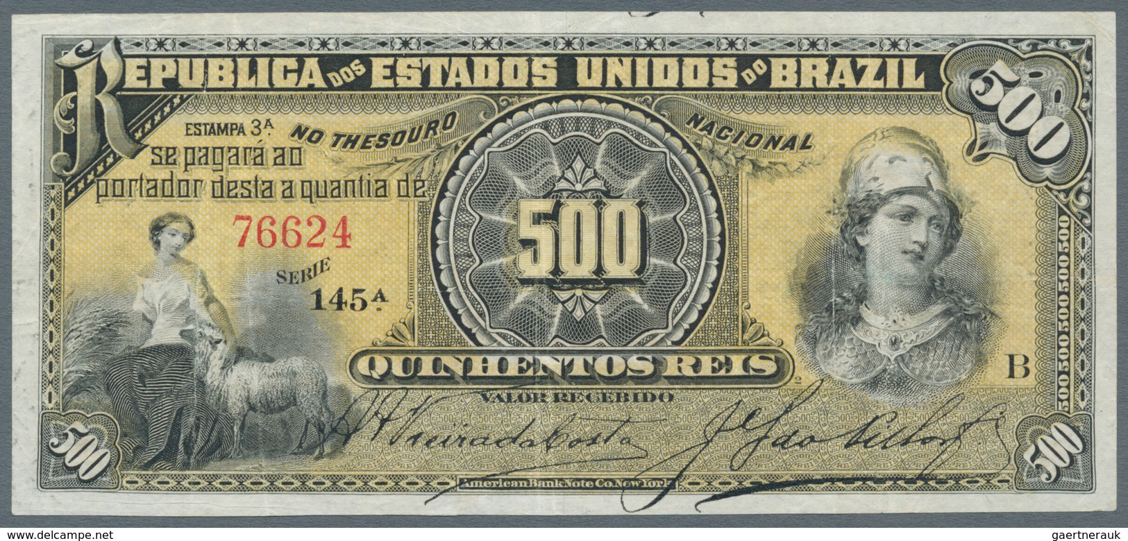 Brazil / Brasilien: 500 Mil Reis ND(1891), P.1b, Very Nice Note With Bright Colors, Obviously Presse - Brazilië