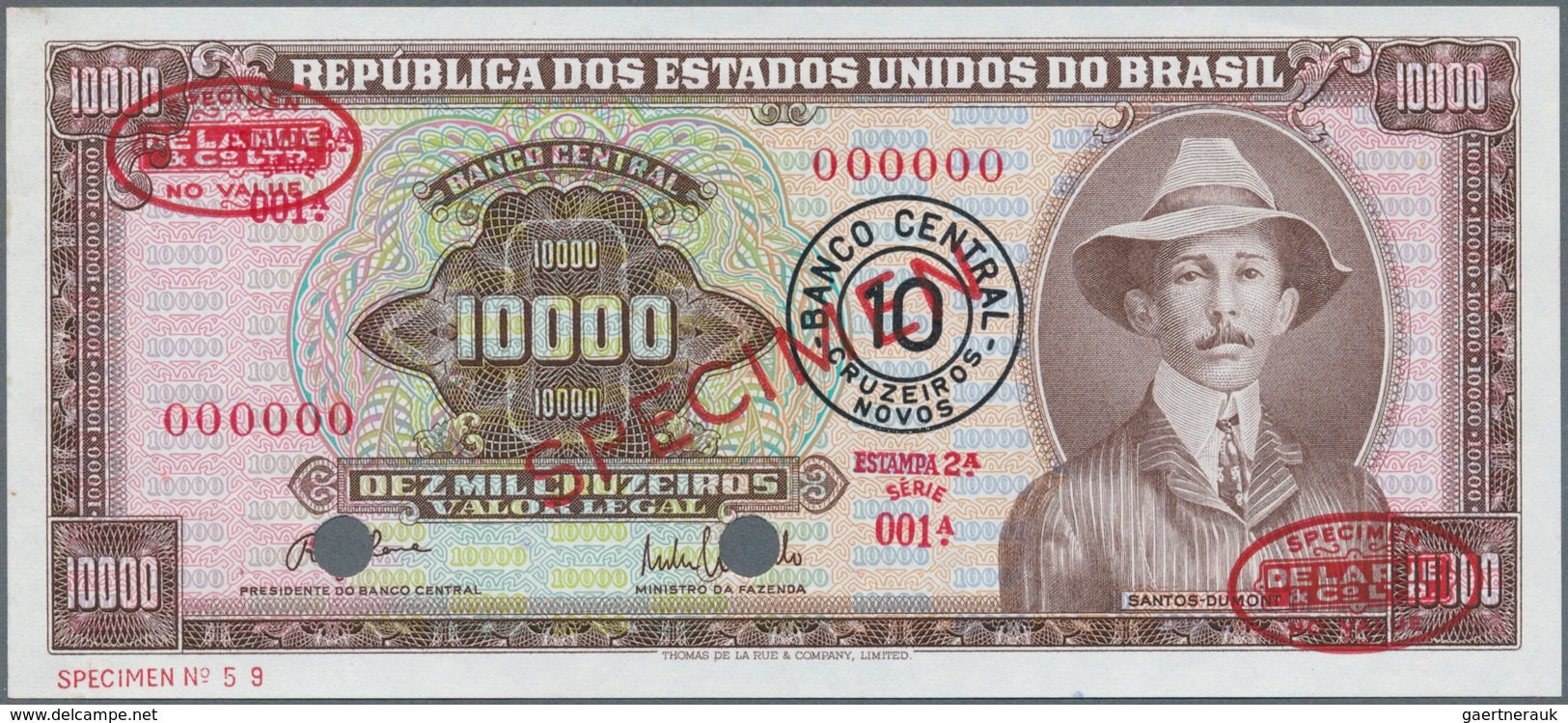 Brazil / Brasilien:  Banco Central Do Brasil 10 Cruzeiros Novos On 10.000 Cruzeiros ND(1967) Specime - Brésil