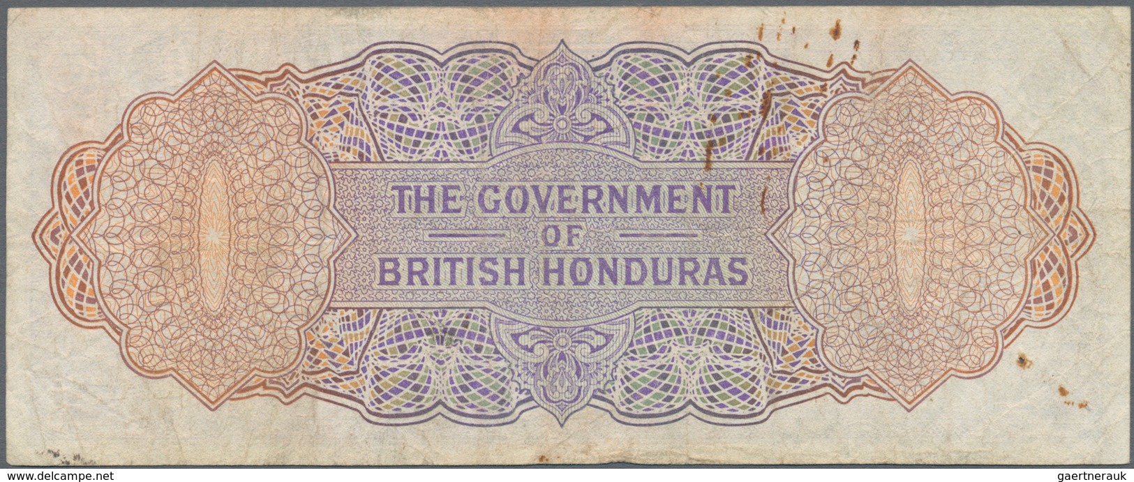 British Honduras: 2 Dollars 1973 P. 29c, Pressed, Folds And Stain In Paper, Minor Pinholes, No Tears - Honduras