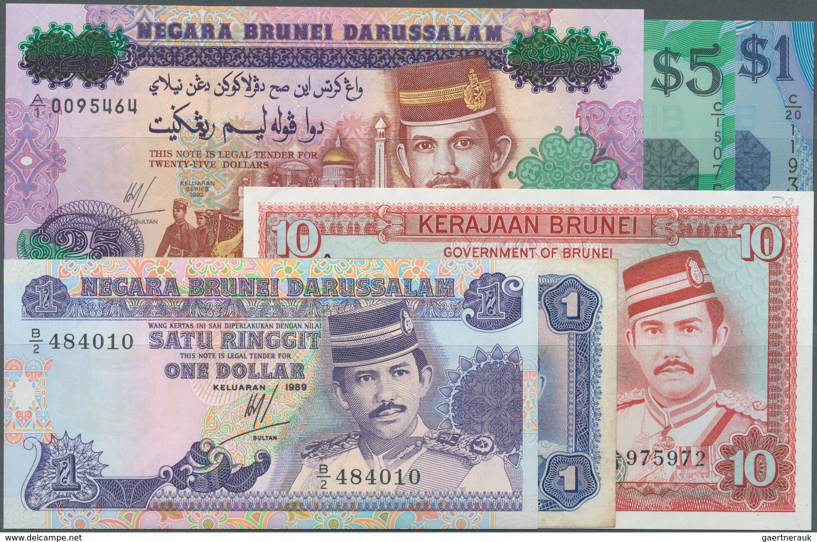 Brunei: Set Of 8 Banknotes Containing The Following Pick Numbers: P. 6, 8, 13, 21, 22, 23, VF To UNC - Brunei