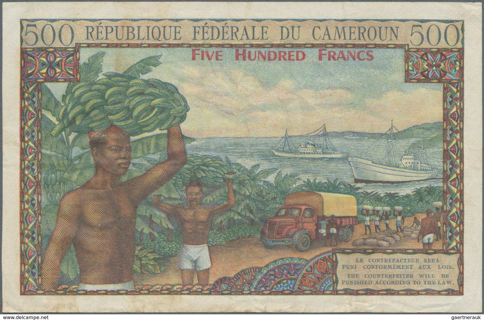 Cameroon / Kamerun: 500 Francs ND (1962) P. 11, Used With Light Folds And Creases, No Holes Or Tears - Kameroen