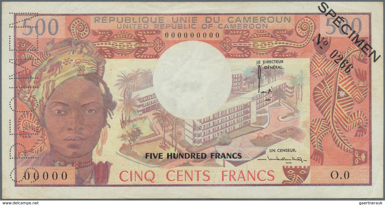 Cameroon / Kamerun: Banque Des États De L'Afrique Centrale - République Unie Du Cameroun 500 Francs - Kamerun