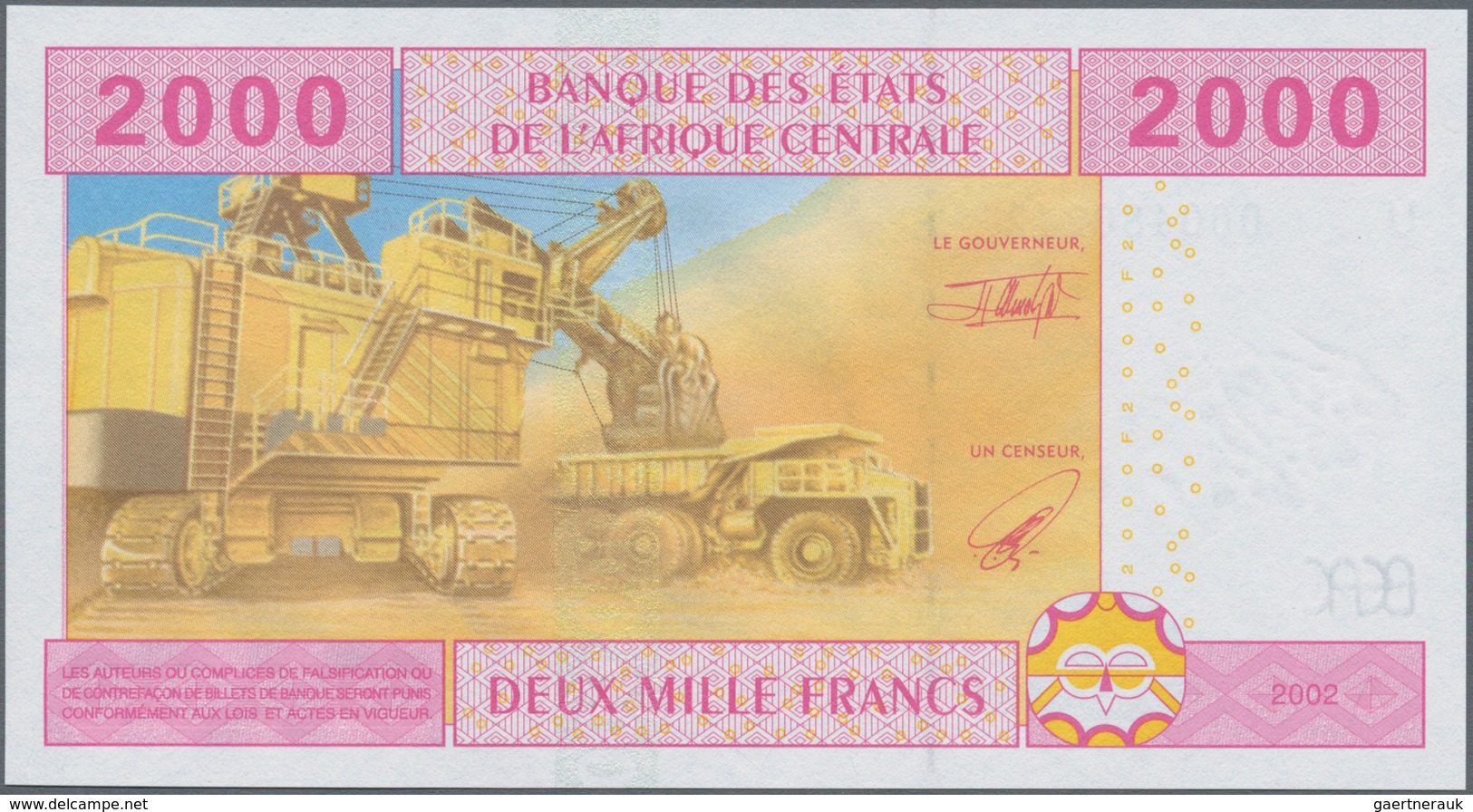 Cameroon / Kamerun: set of 5 notes Central African States containing 4x Cameroon (letter "U") 1000,