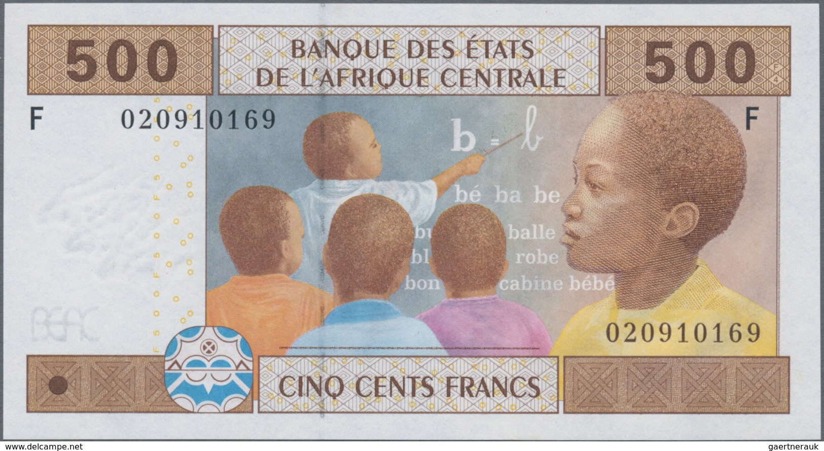 Cameroon / Kamerun: set of 5 notes Central African States containing 4x Cameroon (letter "U") 1000,