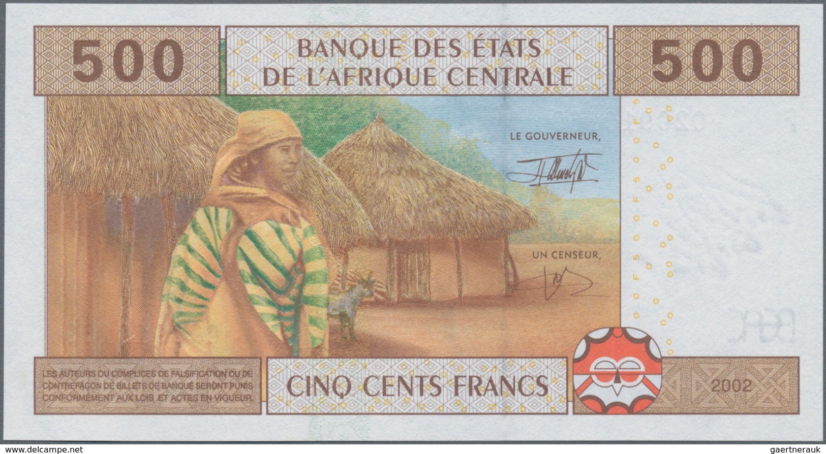 Cameroon / Kamerun: set of 5 notes Central African States containing 4x Cameroon (letter "U") 1000,